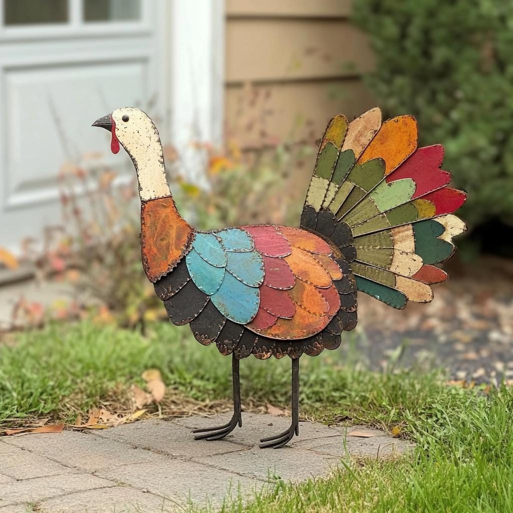 Rustic Thanksgiving Stakes Turkey - Thanksgiving Garden Decor