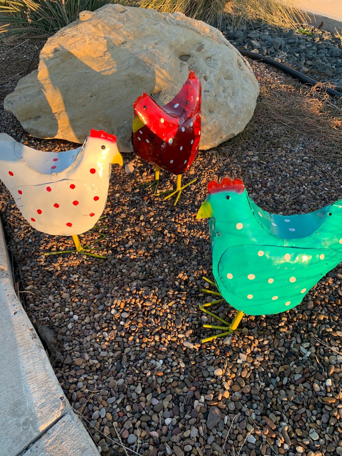 16" Colorful Metal Chicken – Handmade Garden & Yard Art
