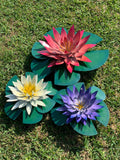Handmade Metal Lotus Flower with Lily Pads – Colorful Garden Art