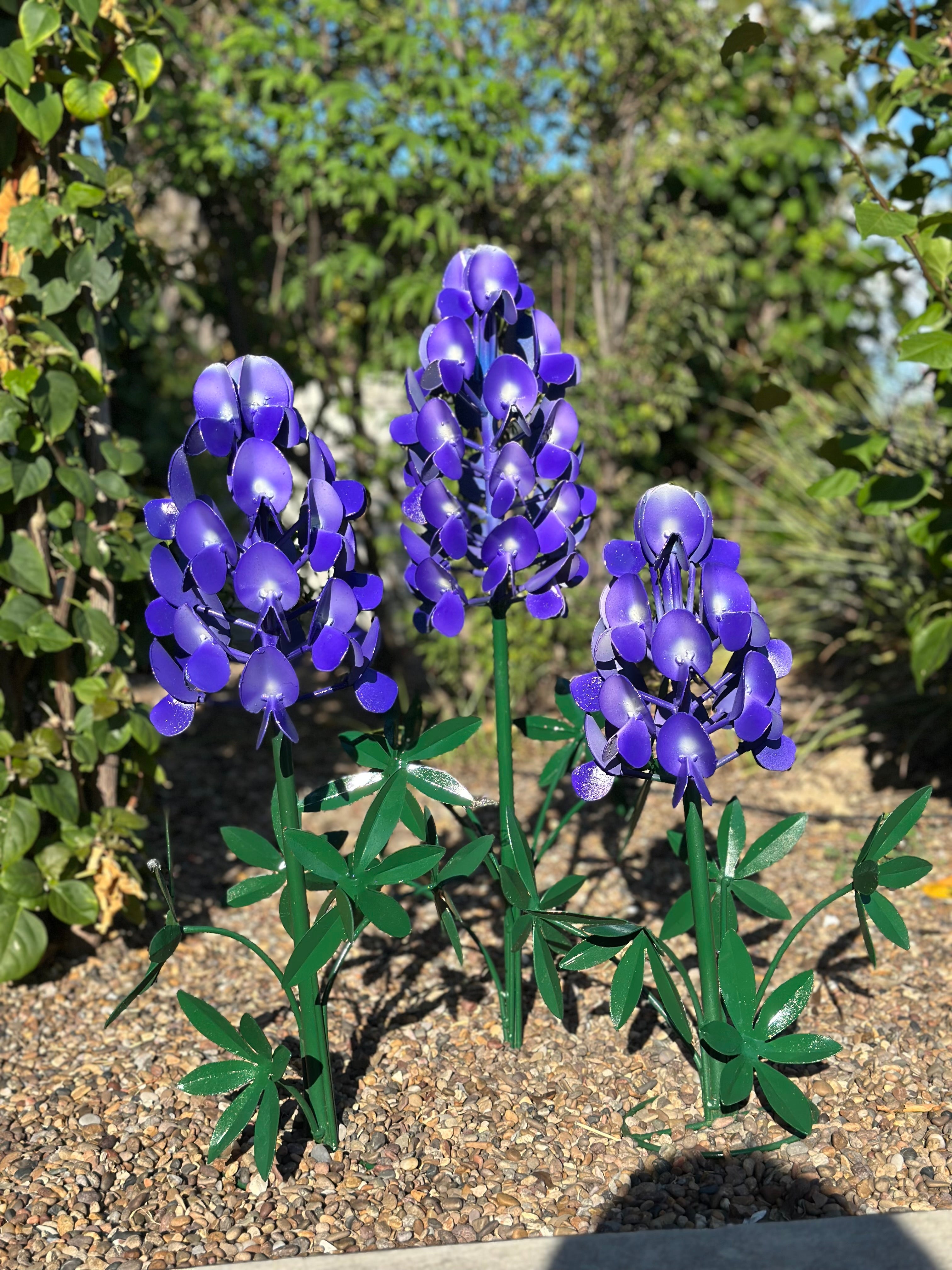 Lone Star Blue: Metal Bluebonnet Garden Trio