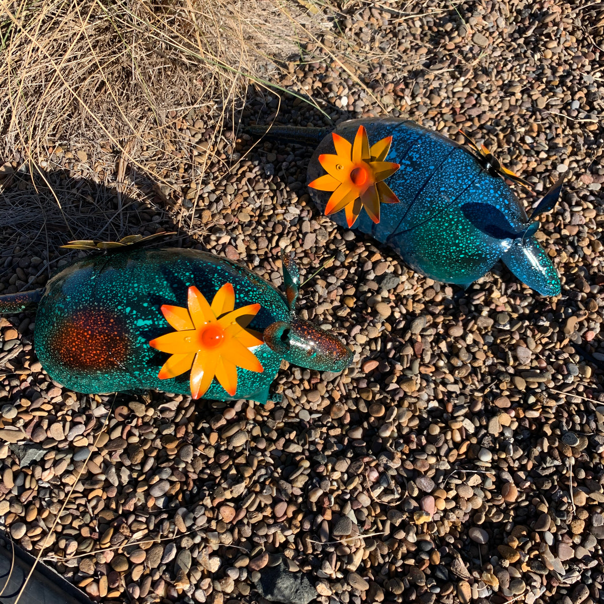 14” Handmade Metal Armadillo Garden Decor