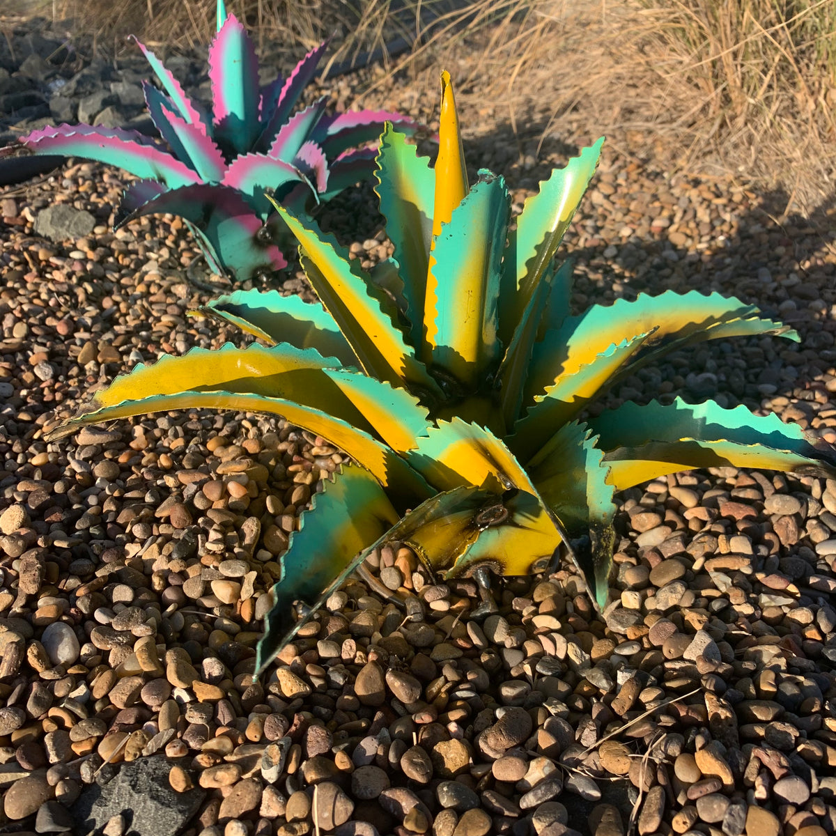 10” Colorful Metal Agave Garden Sculpture – Southwestern Yard Art