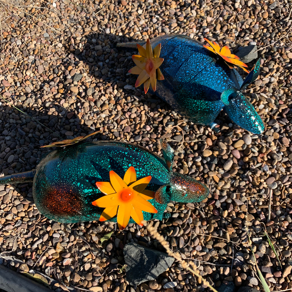 14” Handmade Metal Armadillo Garden Decor