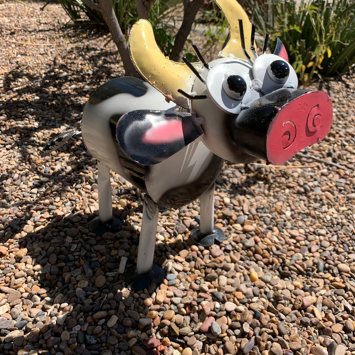 12" Handmade Metal Cow – Whimsical Farmhouse Garden Art