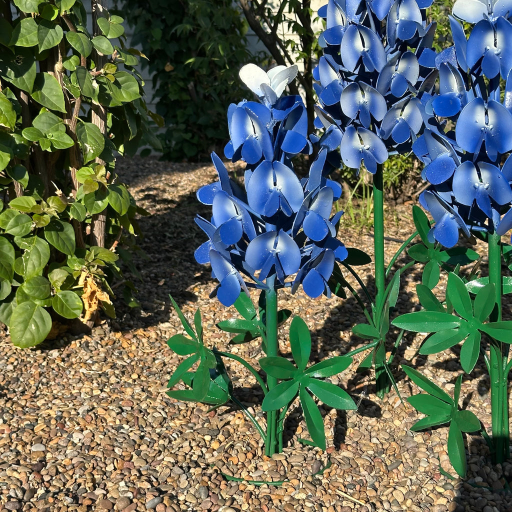 Lone Star Blue: Metal Bluebonnet Garden Trio