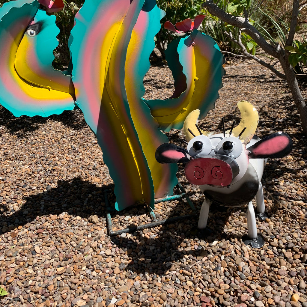 12" Handmade Metal Cow – Whimsical Farmhouse Garden Art