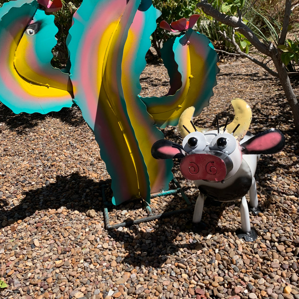 12" Handmade Metal Cow – Whimsical Farmhouse Garden Art
