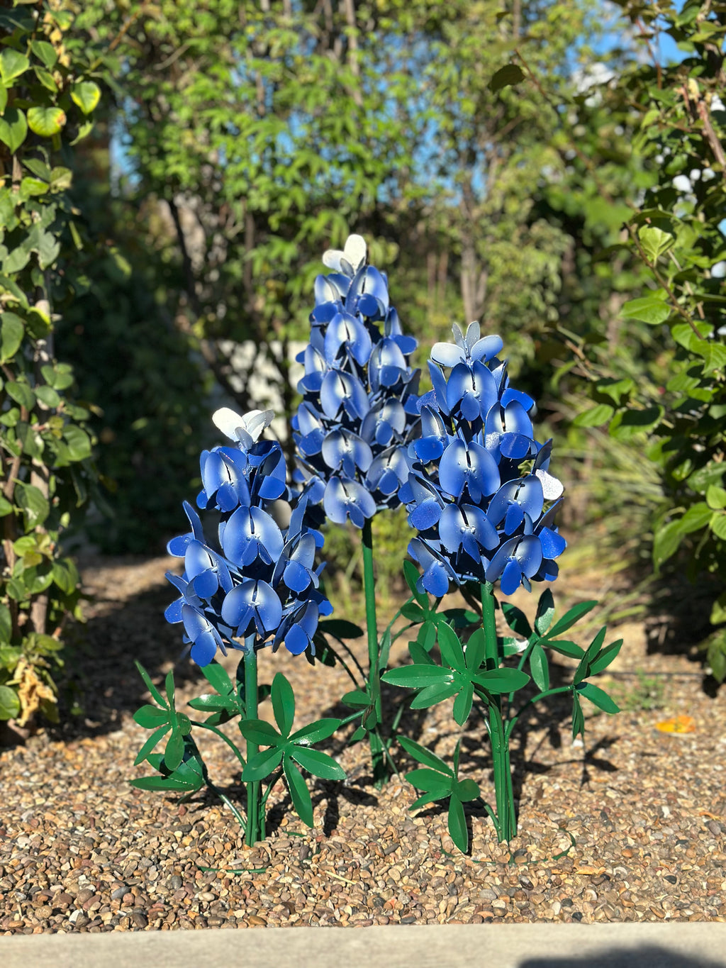 Lone Star Blue: Metal Bluebonnet Garden Trio