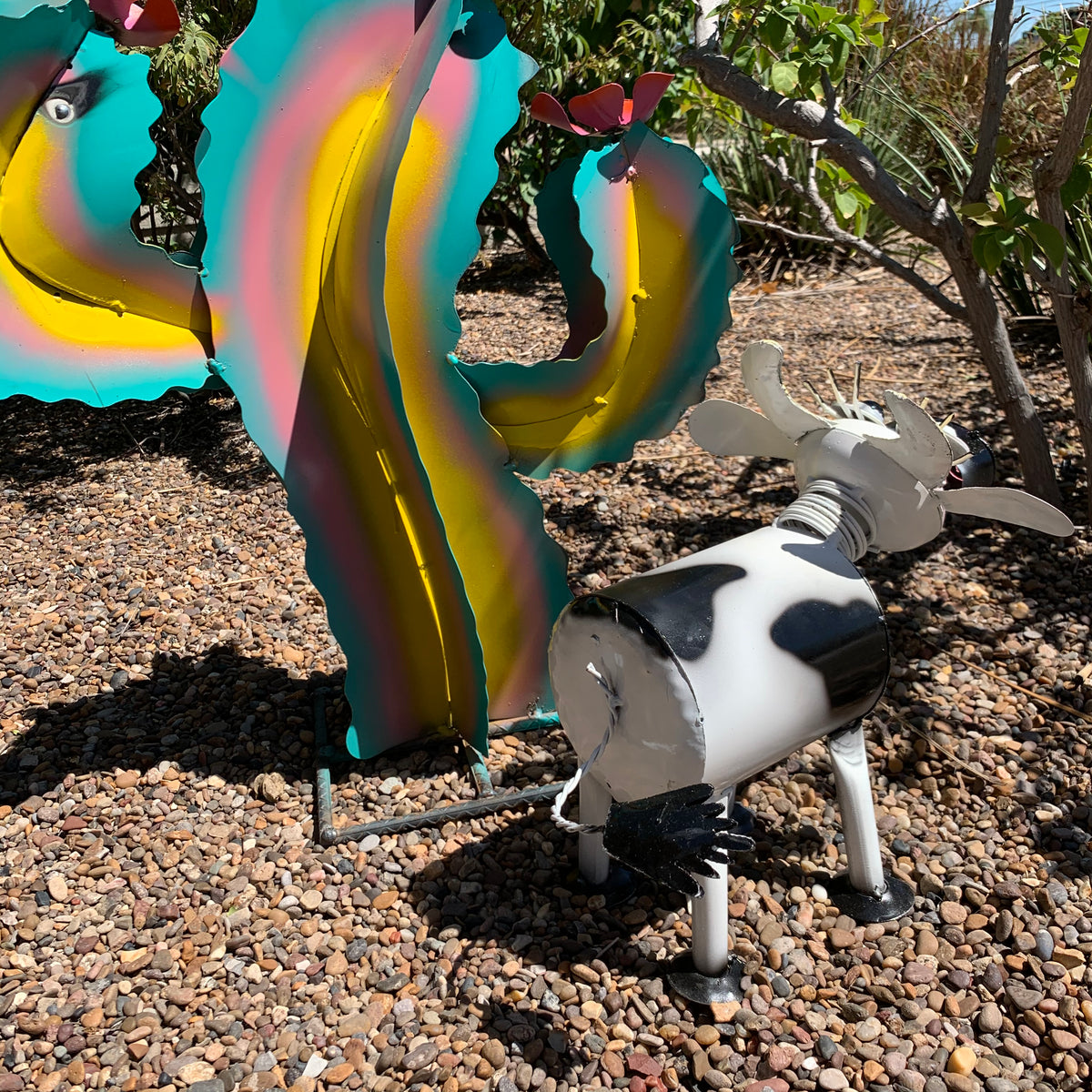 12" Handmade Metal Cow – Whimsical Farmhouse Garden Art