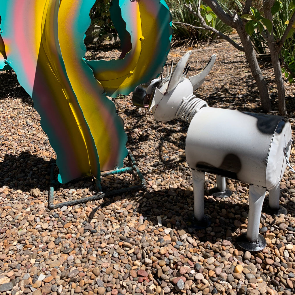 12" Handmade Metal Cow – Whimsical Farmhouse Garden Art