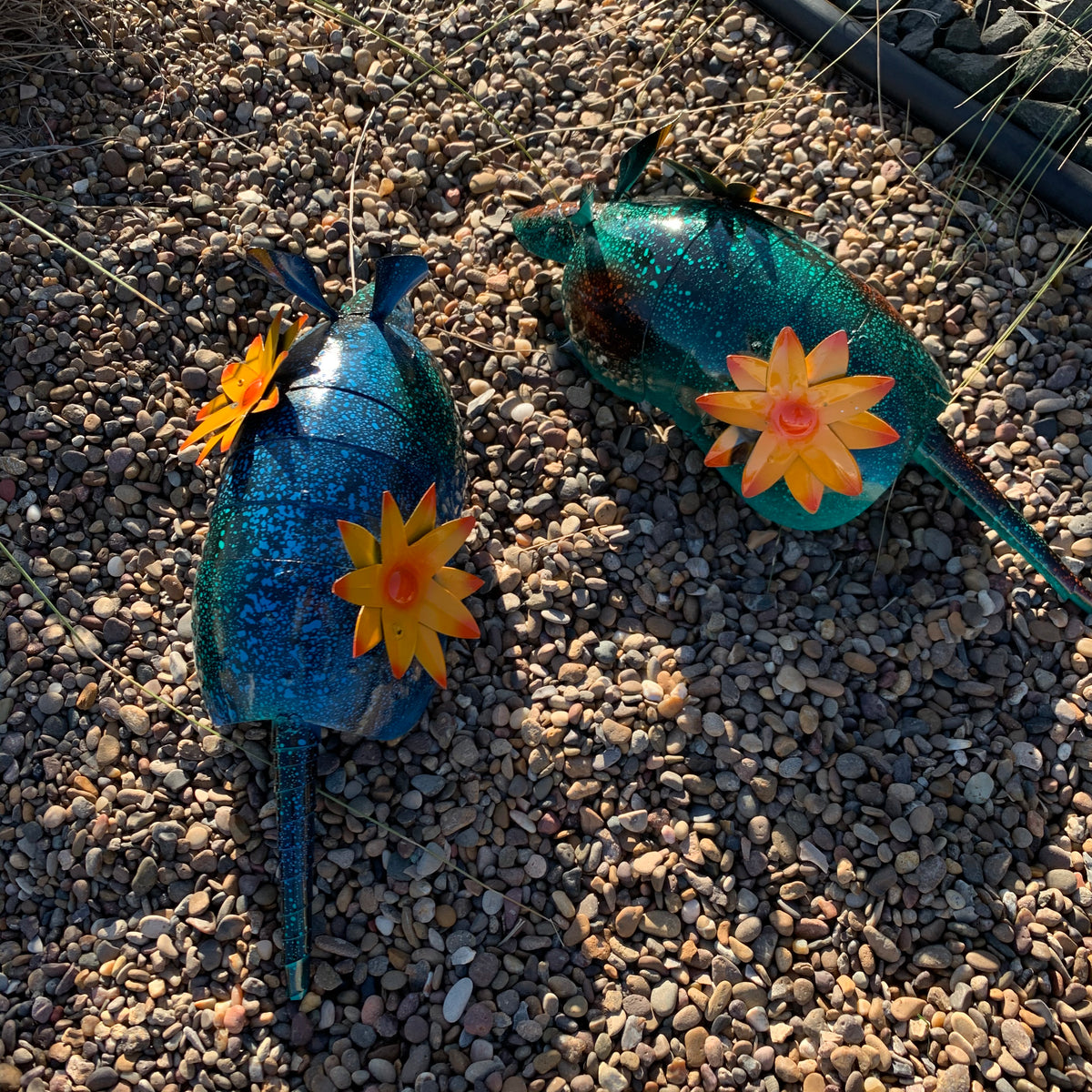 14” Handmade Metal Armadillo Garden Decor
