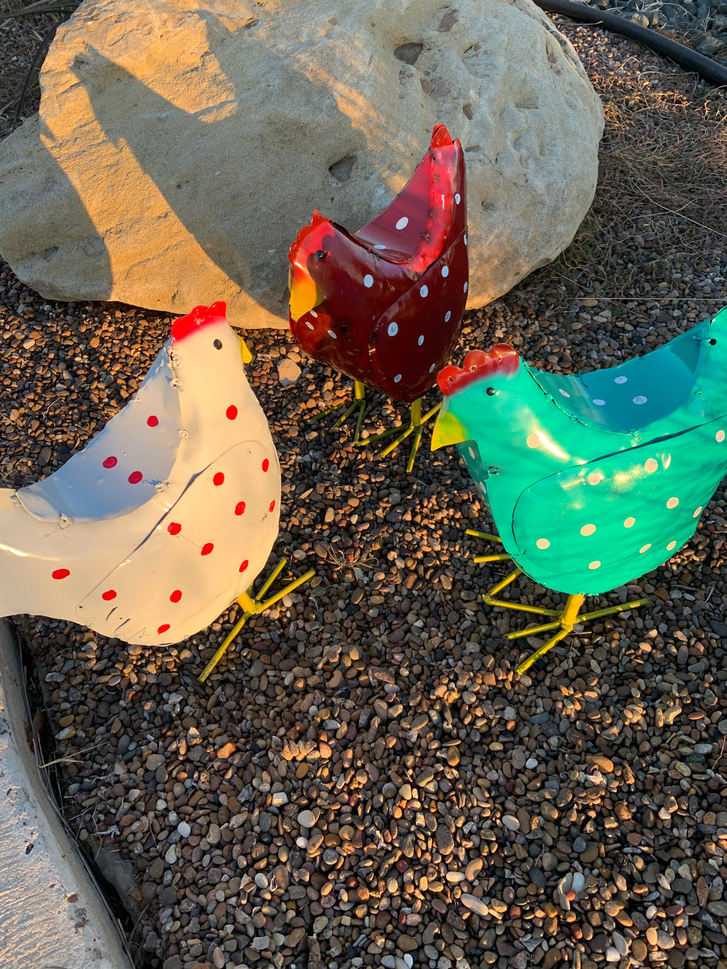 16" Colorful Metal Chicken – Handmade Garden & Yard Art
