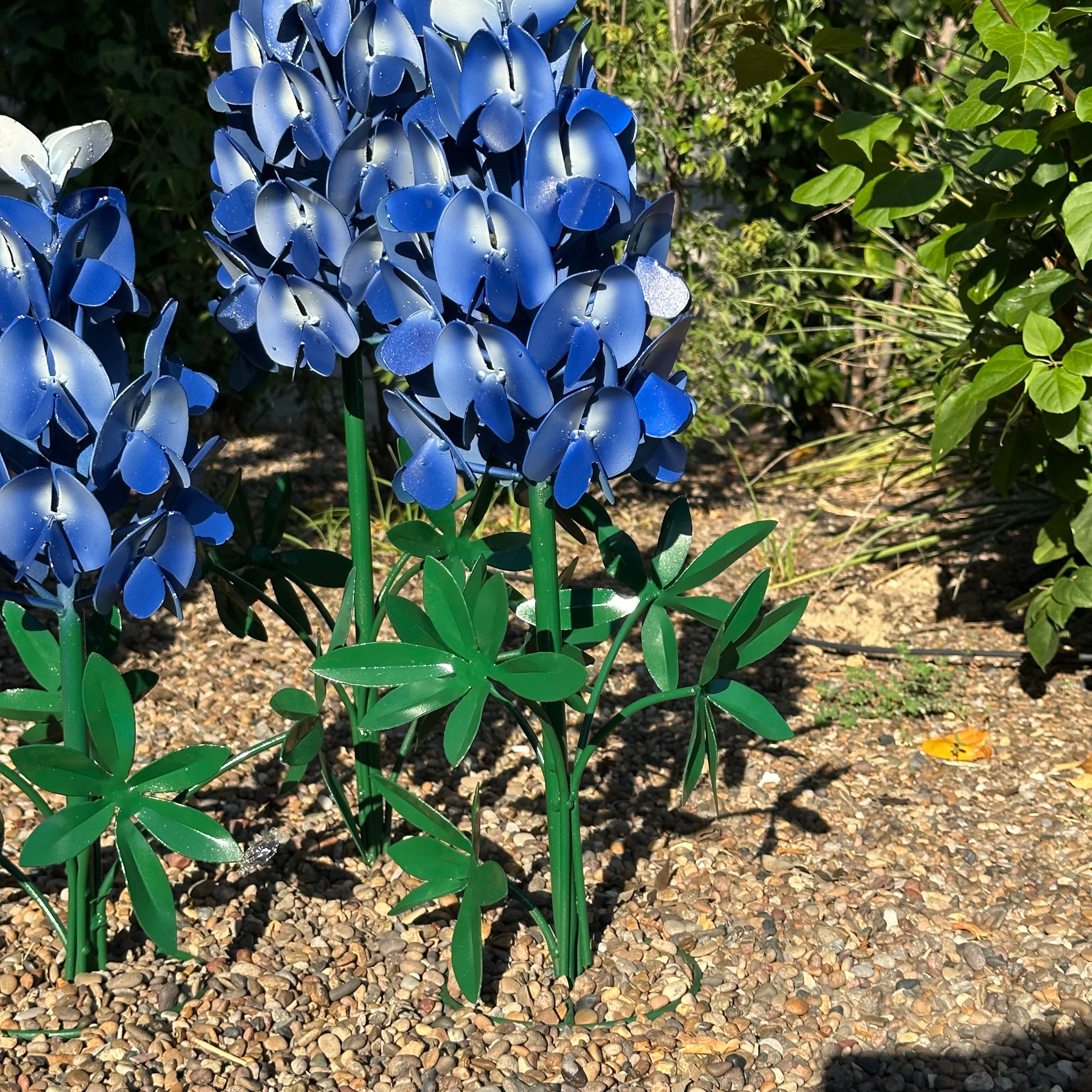 Lone Star Blue: Metal Bluebonnet Garden Trio