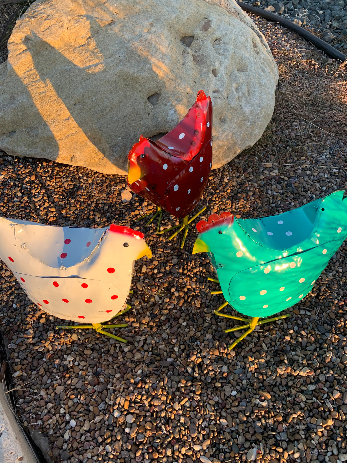 16" Colorful Metal Chicken – Handmade Garden & Yard Art