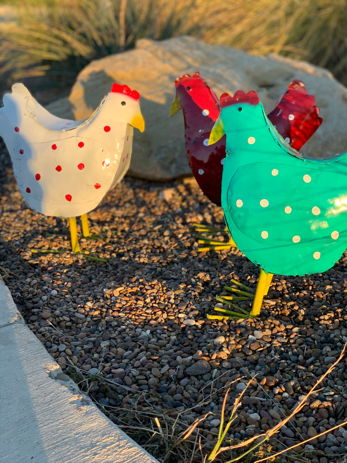 16" Colorful Metal Chicken – Handmade Garden & Yard Art