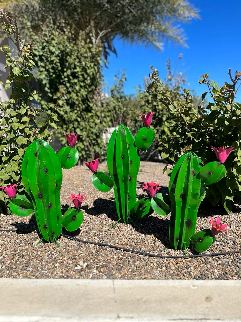 Set of 3 Peanut Handmade Metal Cactus