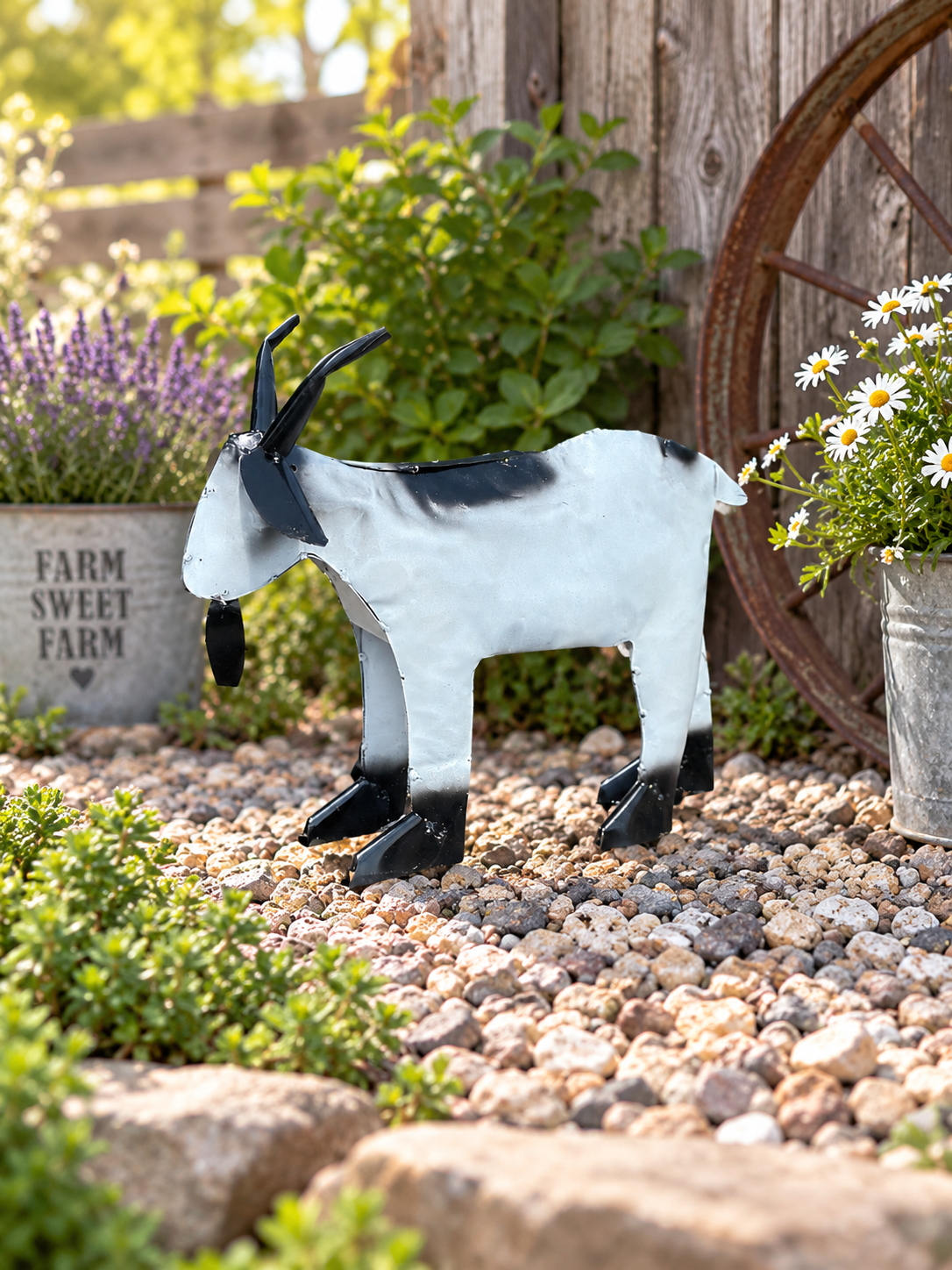 16” Handmade Metal Goat Garden Decor
