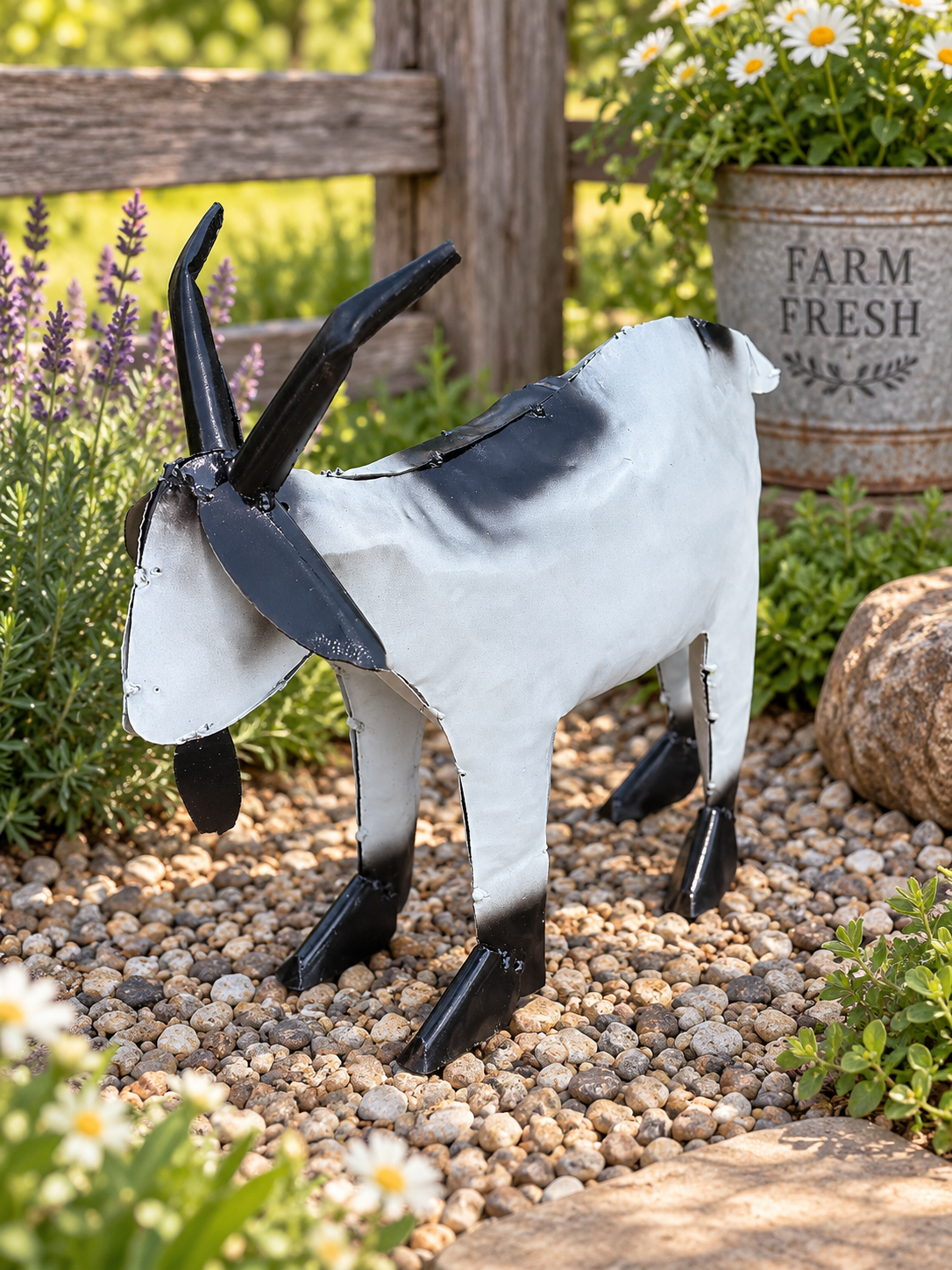 16” Handmade Metal Goat Garden Decor