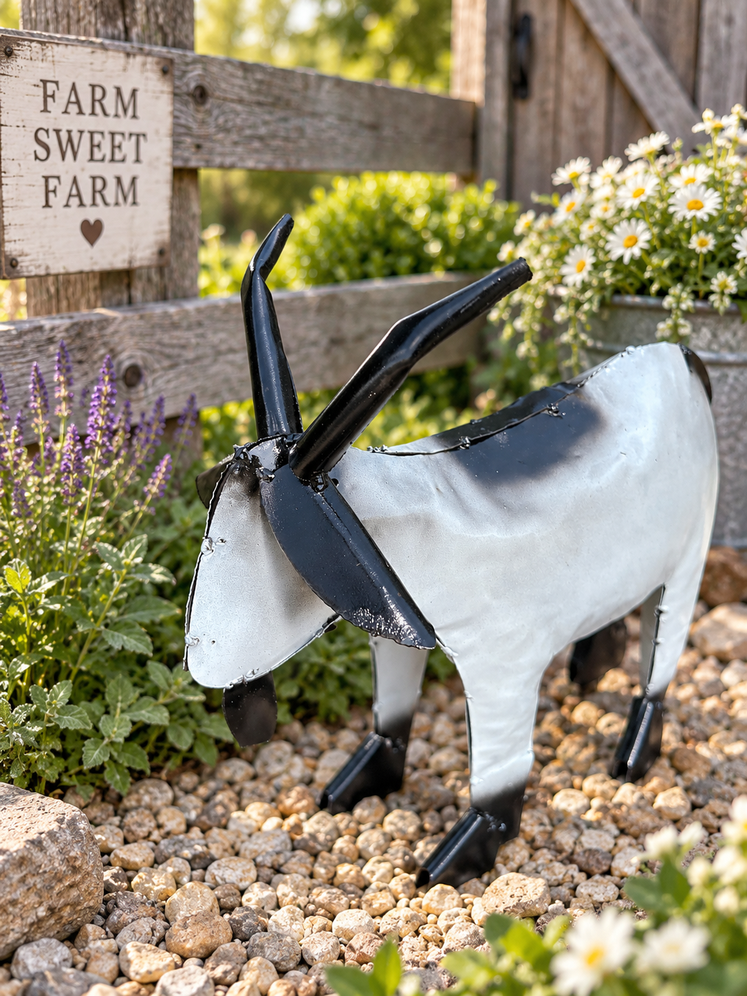 16” Handmade Metal Goat Garden Decor