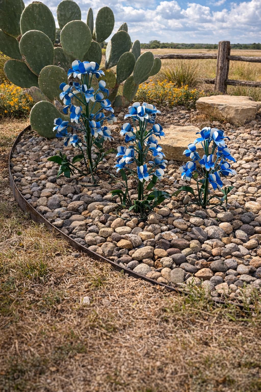 Texas Bluebonnet Metal Garden Cluster – Rustic Spring Wildflower Yard Art