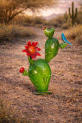 Colorful Metal Prickly Pear Cactus – Whimsical Southwest Garden Sculpture
