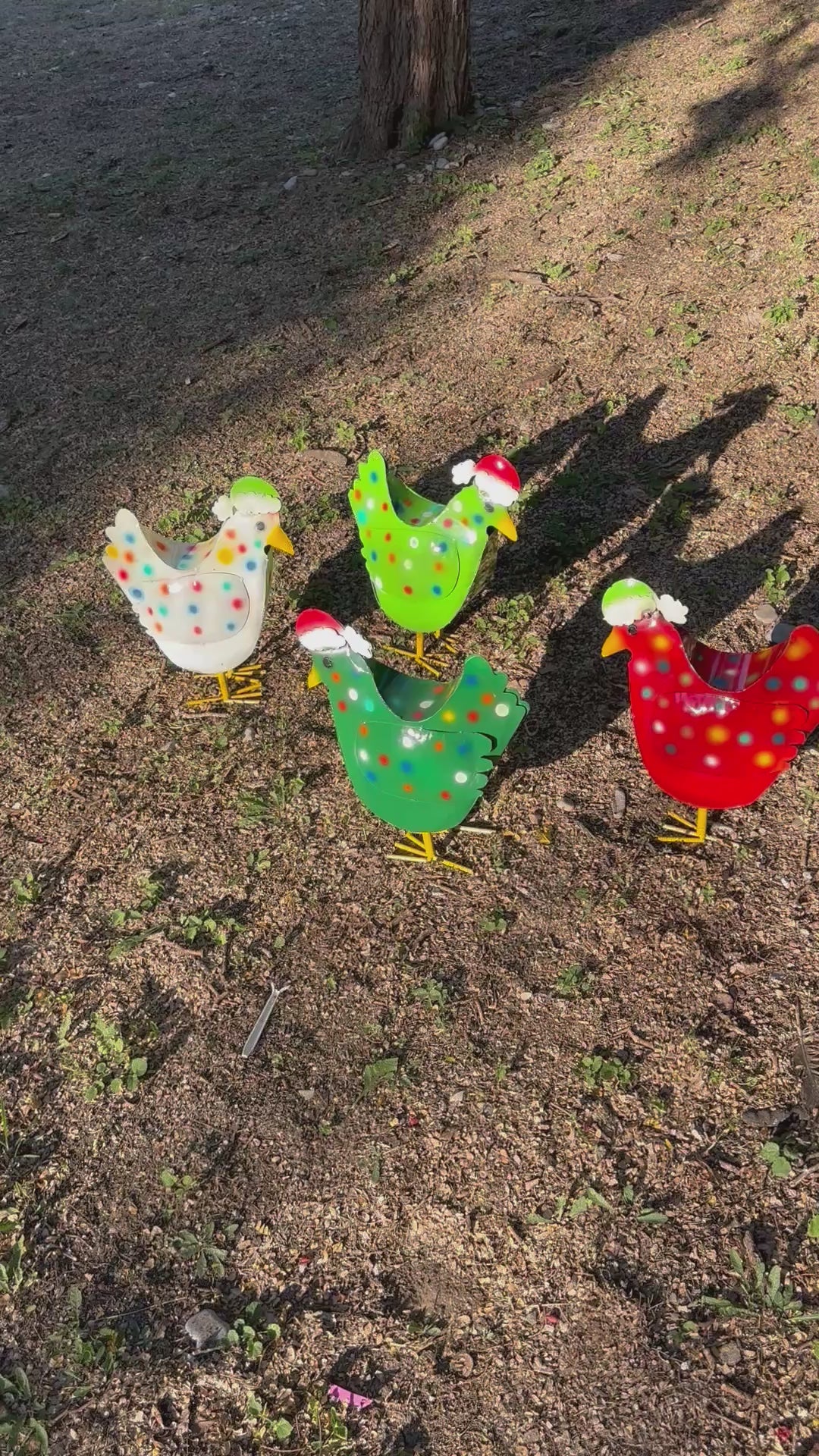 16" Handmade Metal Christmas Chicken – Colorful Holiday Garden Art