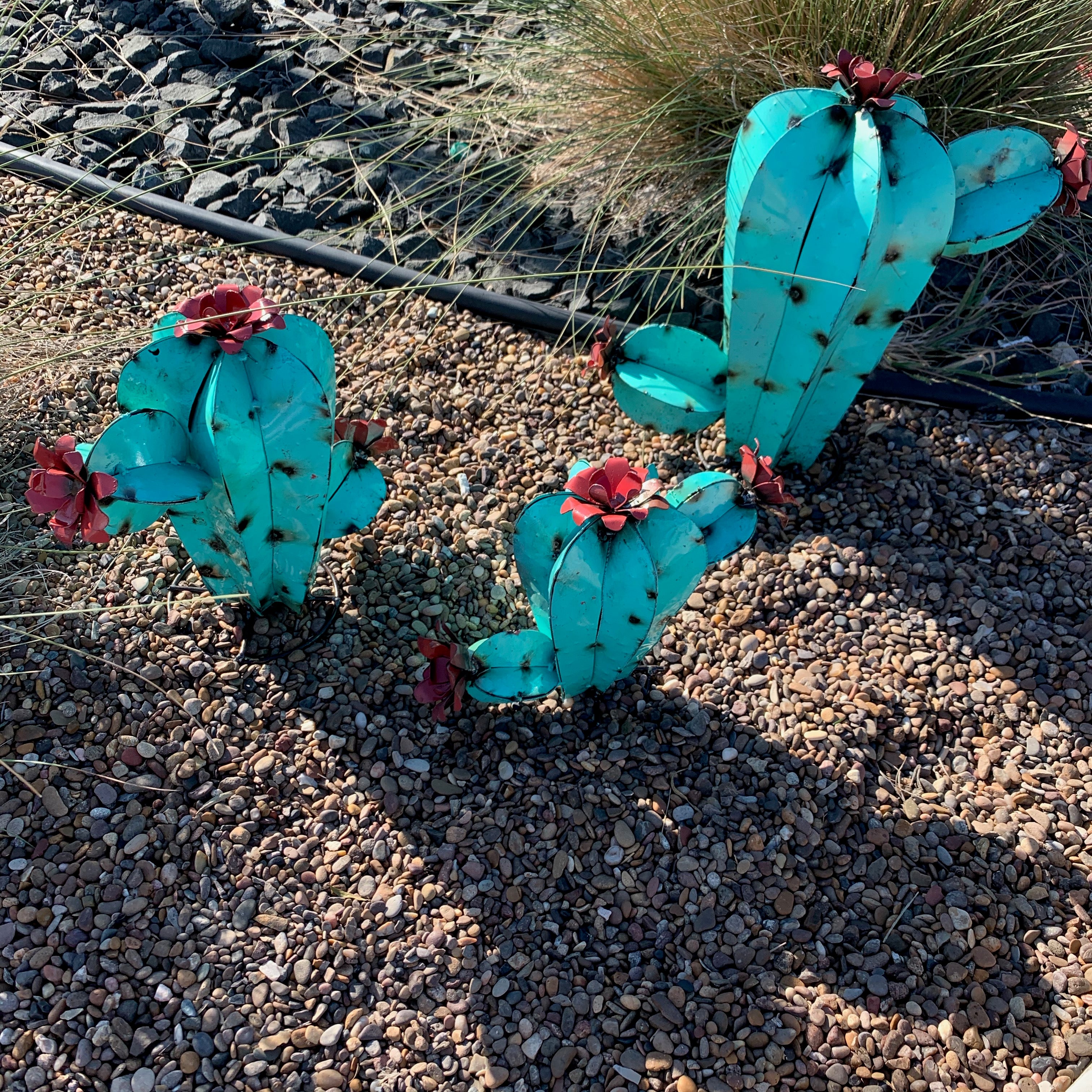 Turquoise Round Cactus - Garden Art