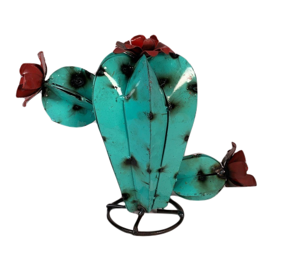 Turquoise Round Cactus - Garden Art